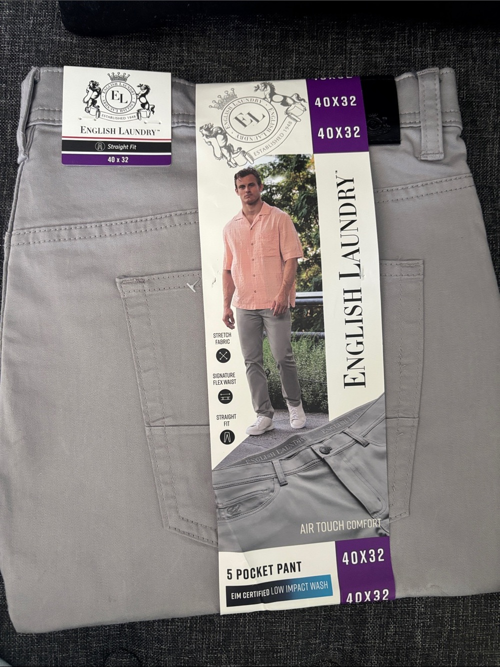 English Laundry Men’s Straight 5-Pocket Jeans — Gray 40×32 NWT